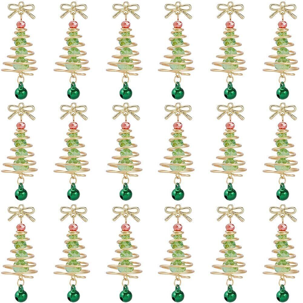 9266 1 Box 20Pcs Christmas Themed Charms Winter Bead Charms Green Christmas